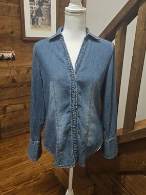 St. John's Bay Denim Button-Down Shirt - Blue